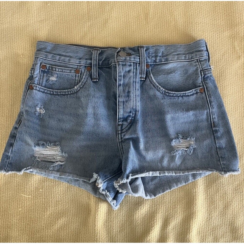 Madewell Size 25 Relaxed Fit Denim Shorts Button Fly High Waisted Light Wash